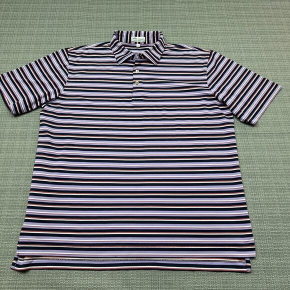 Peter Millar Summer‎ Comfort Polo Shirt Men Large Performance Stripe Golf Casual - Picture 1 of 9
